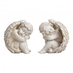 Engel sitzend aus Poly WeiÃ...