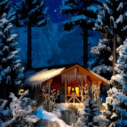 Winterhütte mit Beleuchtung